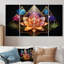 Motif géométrique de lotus rose géométrique et de cristaux mauves bleus - lotus 4 pièces-449454427