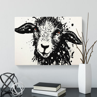 Sheep Paint Splatter Abstract - Wrapped Canvas