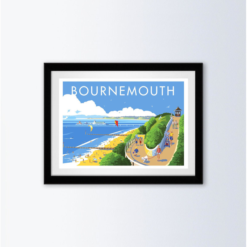 Bournemouth by Stephen Millership - Print, Black, 33.5cm H x 43.5cm W x 2.2cm D