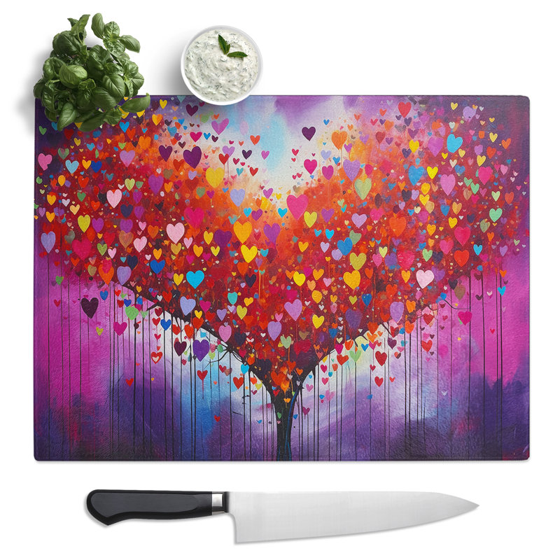 Love Heart Contemporary  Glass Chopping Board