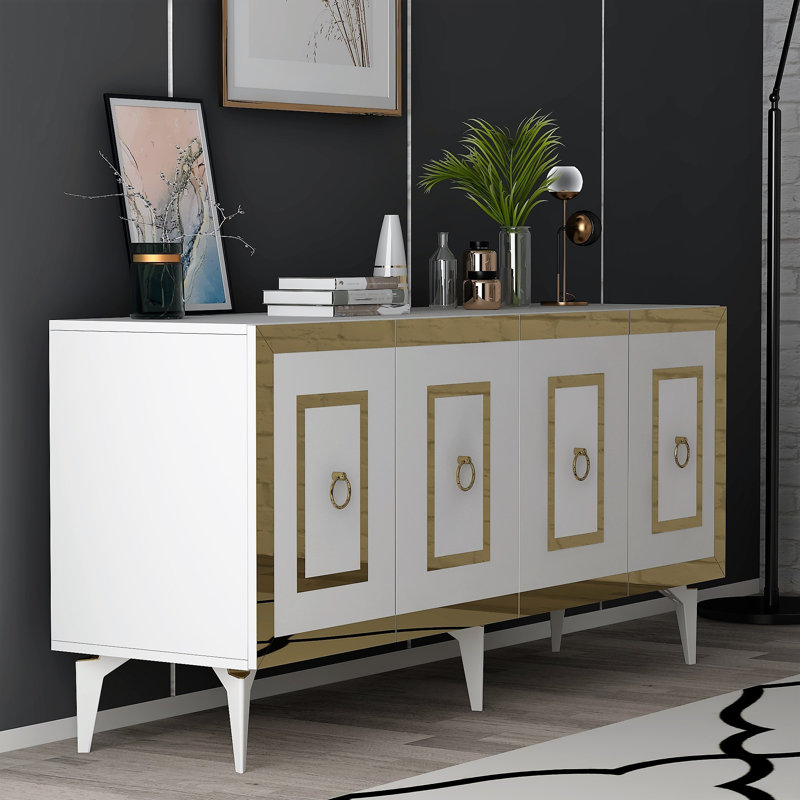 Brylyn 150cm Console Table, White/Gold