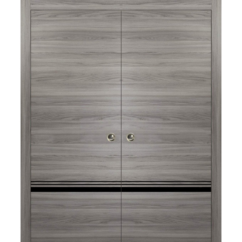 Portes françaises en bois massif massif, 48 po x 84 po, Frêne gingembre