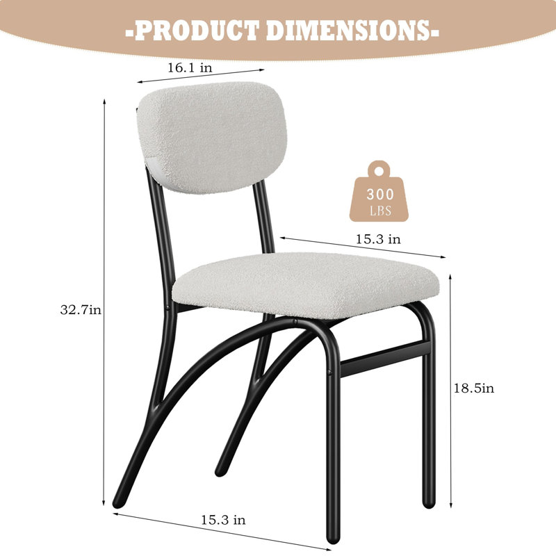 Upholstered Dining Chair, Beige, 2, Beige, Beige