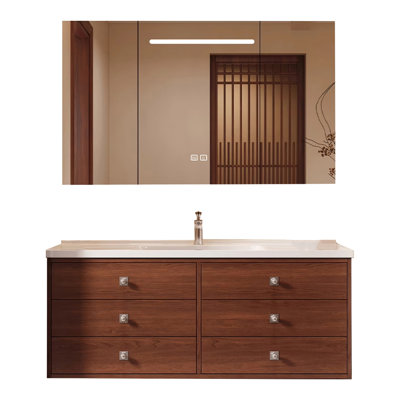 Wall Mounted Single Double Combined Vanity Unit Bathroom Vanity With Ceramic Top