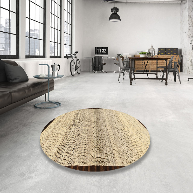 Tapis beige/brun contemporain, Rond 4 pi