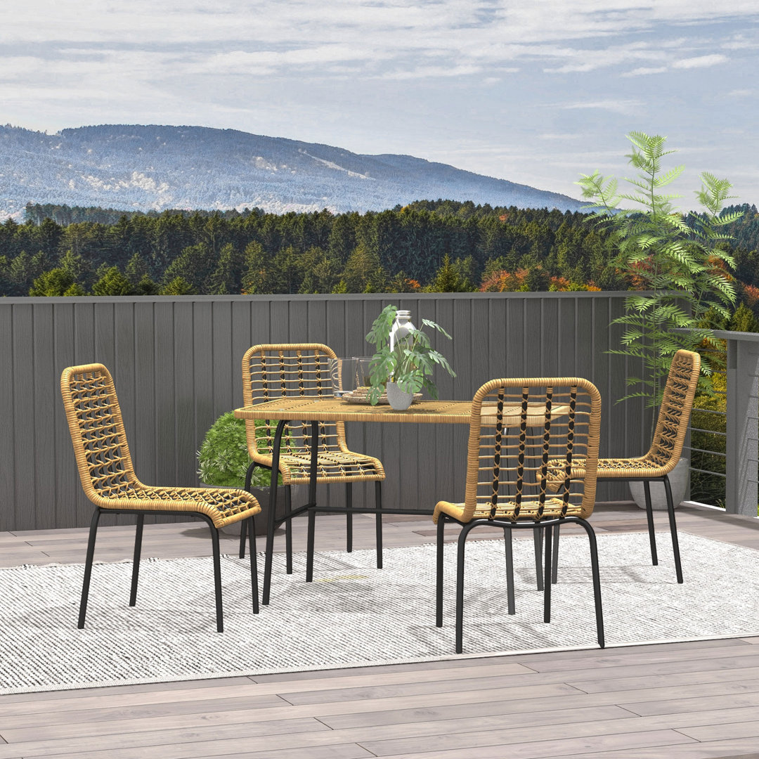 Grisborne Rectangular 5 - Piece 4 - Person 120Cm L Outdoor Table Set