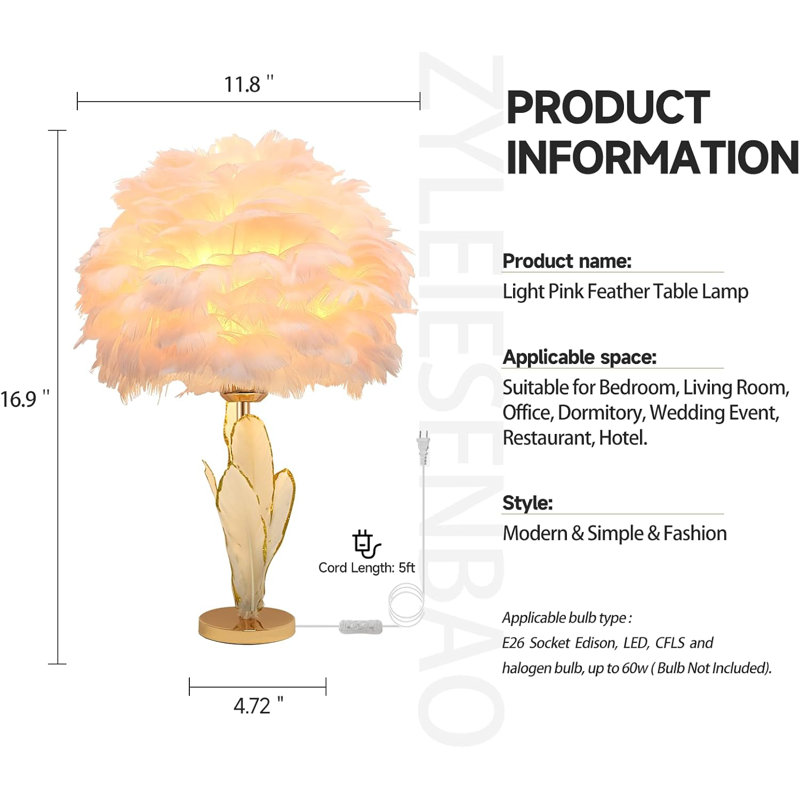 Pink Feather Lamp