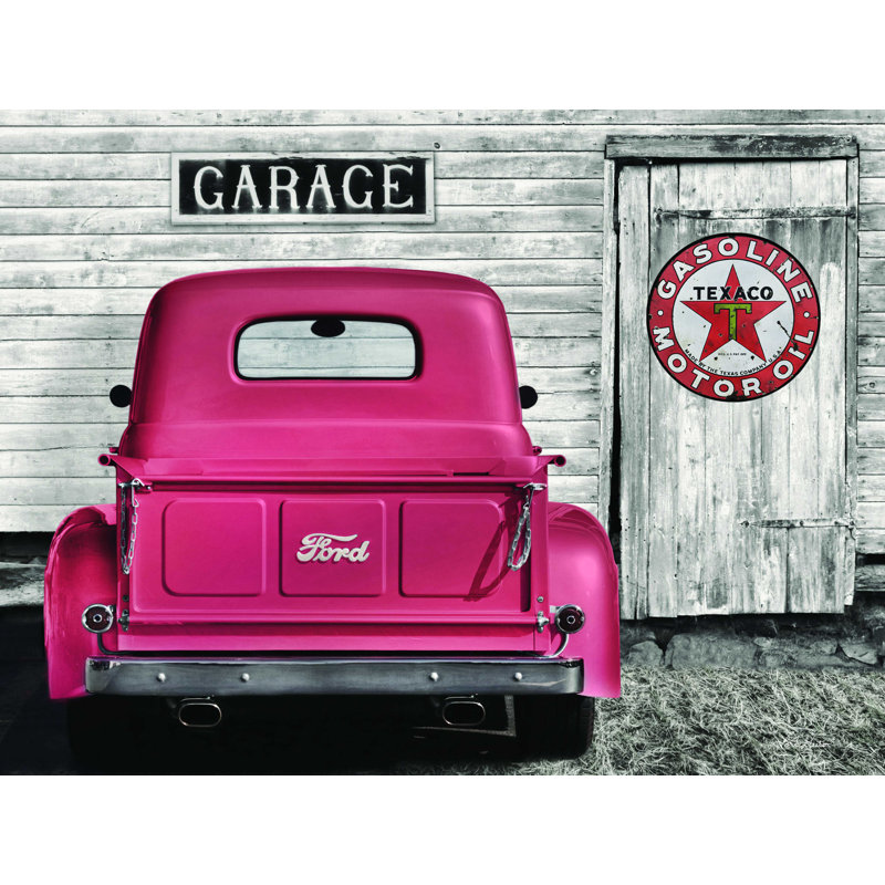 «Red Truck with Texaco Sign», reproduction sur toile, H 12 po x l 16 po