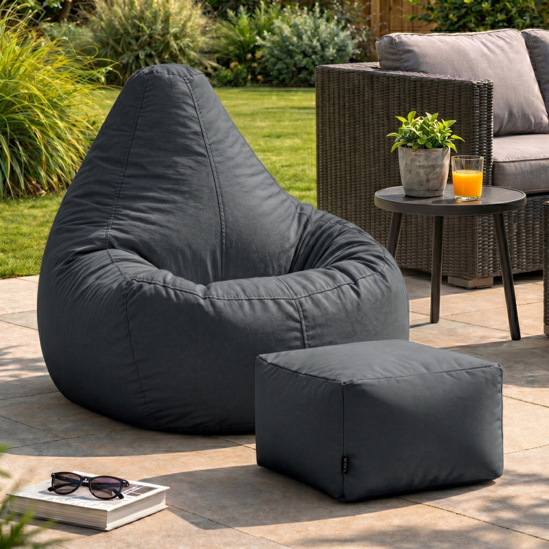 icon Recliner Bean Bag Chair & Pouffe, Charcoal Grey