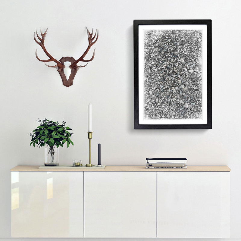 One Thousand Pebbles in Abstract - Picture Frame Graphic Art Print, 48cm H x 36cm W x 2cm D, Black Framed