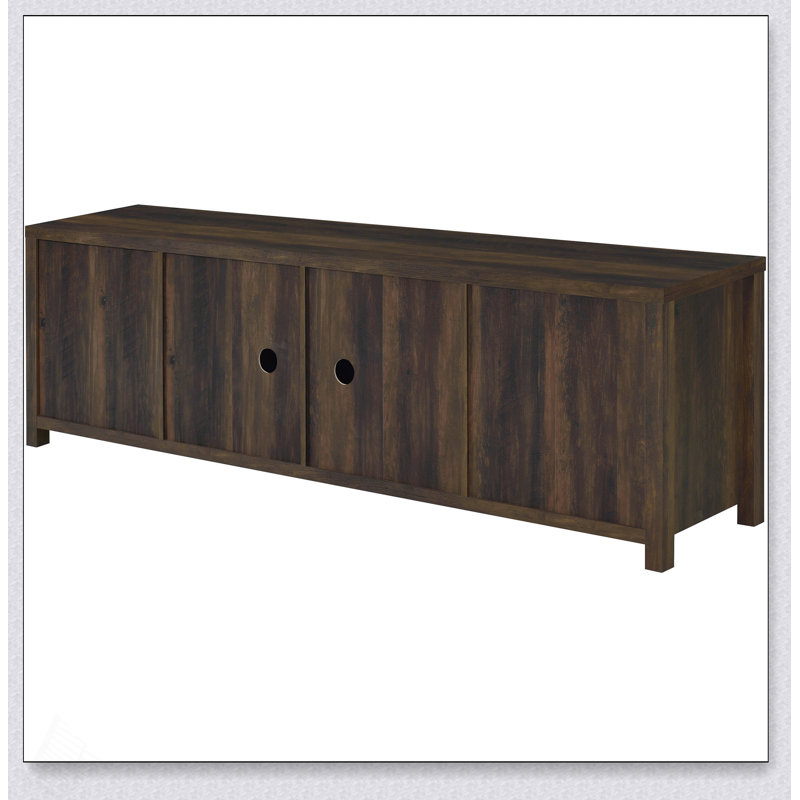 Meuble télé Madra en bois d'ingénierie à 2 portes avec beaucoup de rangement et charme rustique, parfait pour les salons modernes et traditionnels