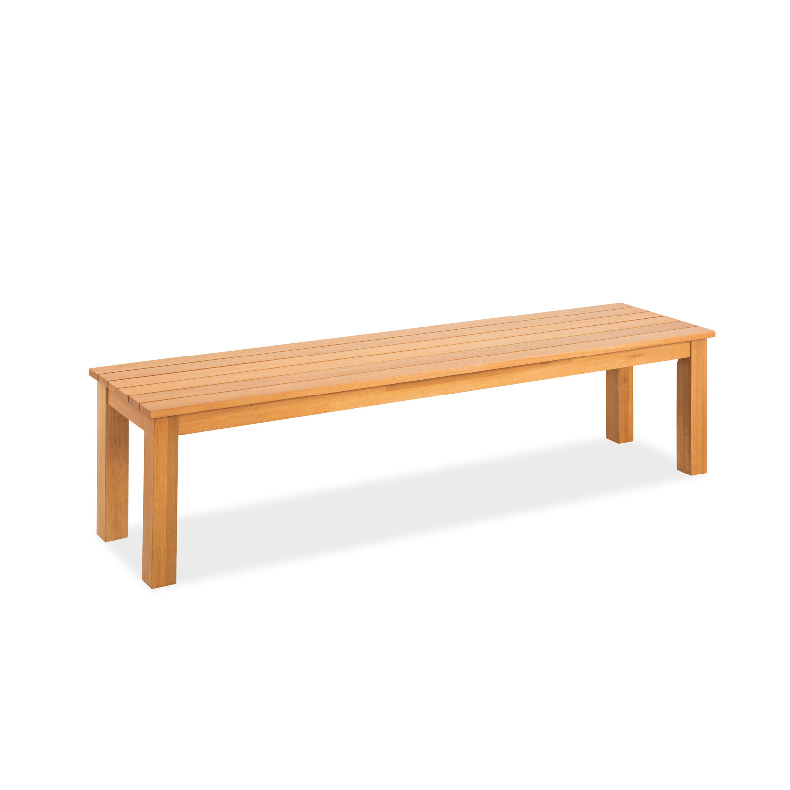 66" W Solid Eucalyptus Wood Outdoor Backless Bench