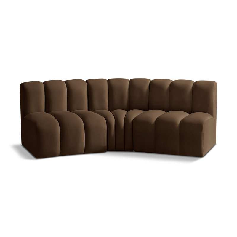 Hyoung Upholstered Curved Sectional Reversible, Brown Velvet