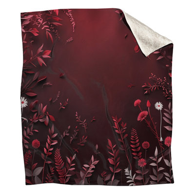 Red Leaves Fleece Throw Blanket - Floral Throws for Sofas or Beds