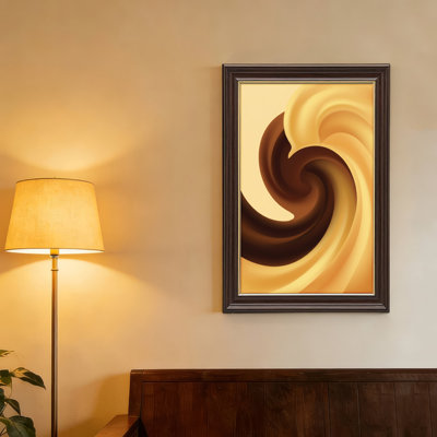 Art mural antique sur toile encadré doré pour le salon, la chambre à coucher, le bureau ou le vestibule - Décoration murale décorative avec motif en tourbillon
