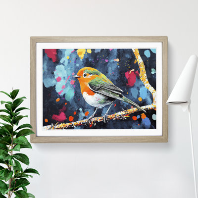 XH1022-7529X Robin Bird Splash Vol.5 Abstract - Single Picture Frame Painting