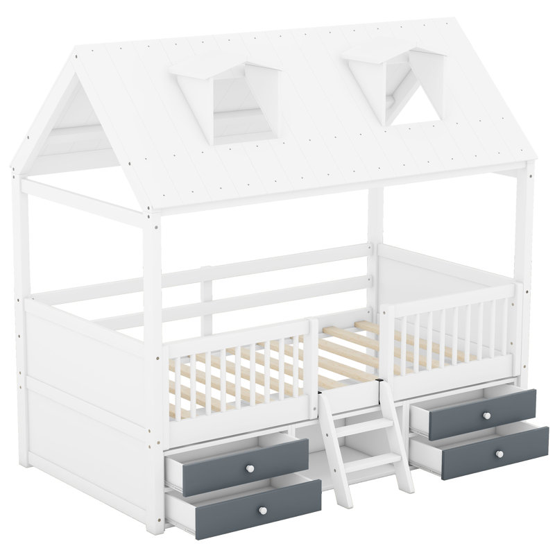 Bed House Bed Frame, Twin, White