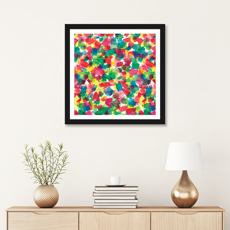 «Spring Colors Multicolored» par Ninola Design - reproduction d'art, Blanc, H 24 po x l 24 po x p 1 po, Papier noir
