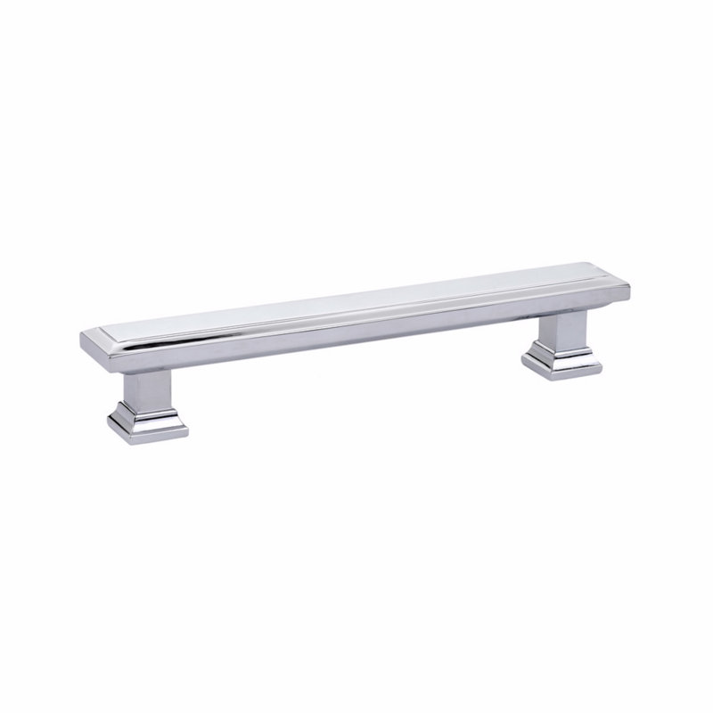 Geometric Rectangular 5" Center Bar Pull, Polished Chrome, 5"