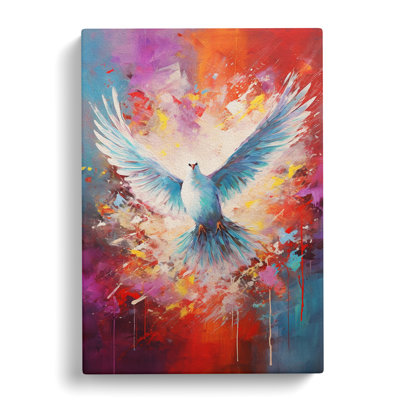 Dove Bird Action Painting - Wrapped Canvas