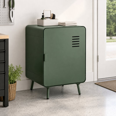 Metal Garage Storage Cabinet with Door and Adjustable Shelf for Small Spaces, Green