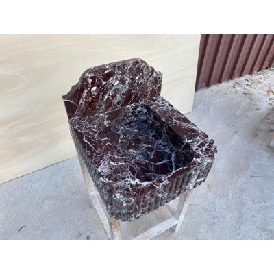 Red Lepanto Marble Wall-Mounted Sink - Handmade Custom Stone Washbasin - 16 in x 14 in x 6 in