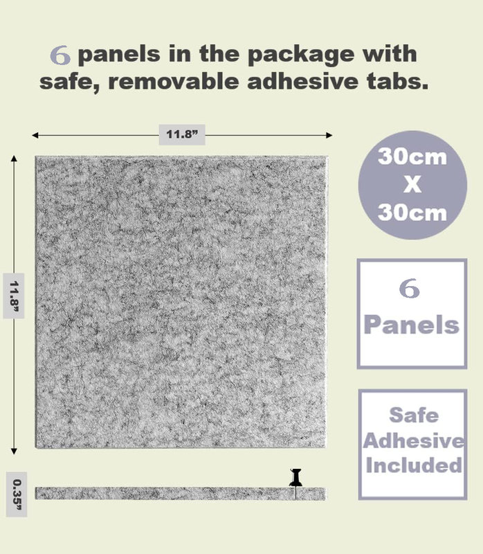 Carreaux muraux en feutre | Grande alternative en panneau de liège | Babillard en feutre esthétique pour le bureau, la maison et la salle de classe | Grand tableau d'affichage en liège pour murs (paquet de 6) | Marbre gris