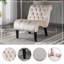 Fauteuil d'appoint sans accoudoirs en velours avec capitonnage et pieds en bois robustes
