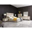 Calliann - Commode chagrin beige moderne et laiton brossé