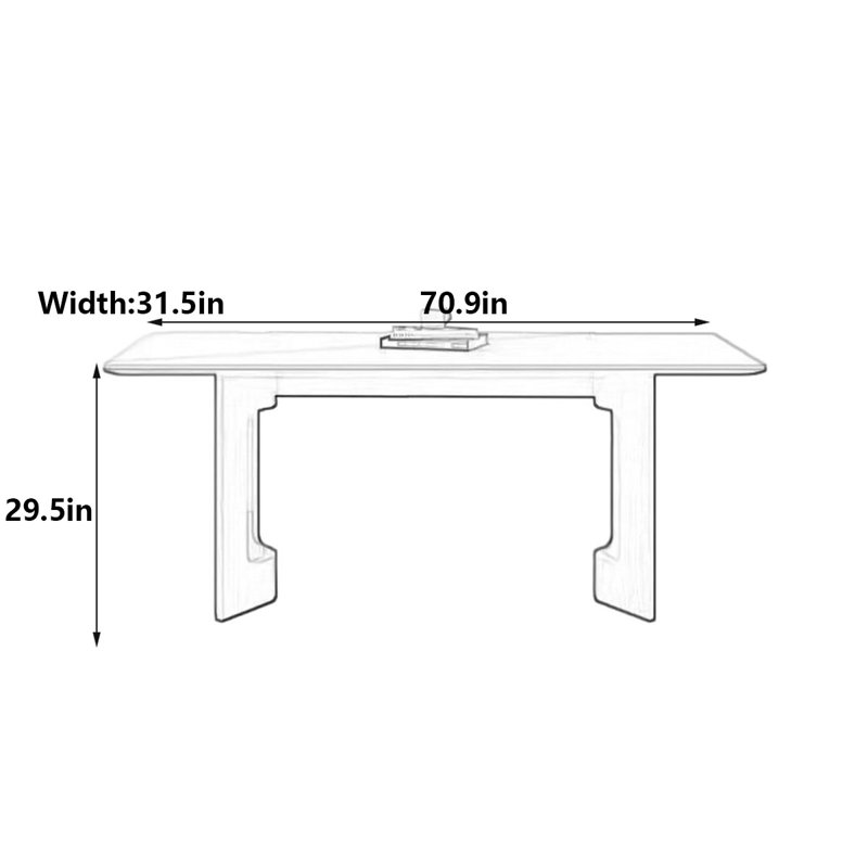 Plotkin Solid Wood & Rock-Panel Dining Table, 29.5”H x 70.9”L x 31.5”W