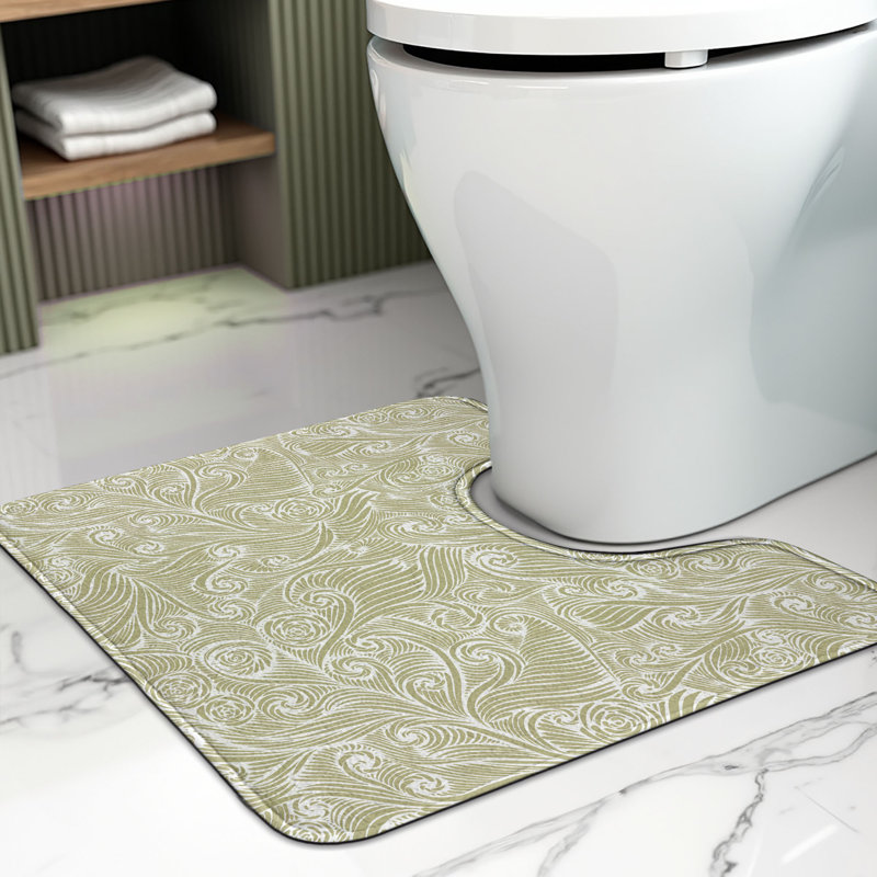  Vintage Toilet Mat U-Shape Bathroom Rug 20" x 16" Beige White