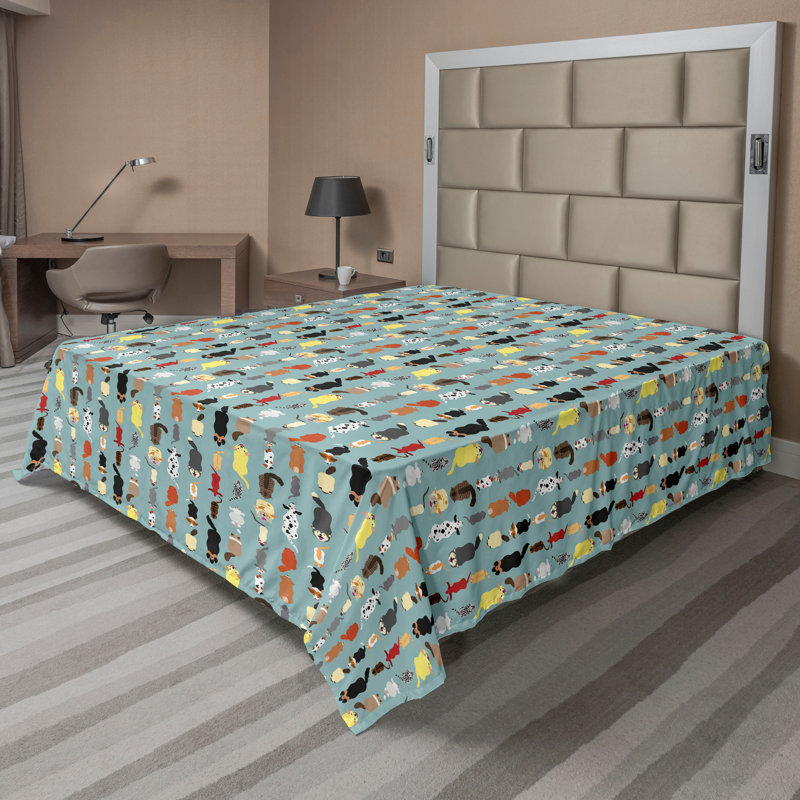 Multicolore Ambesonne, Drap plat pour très grand lit californien