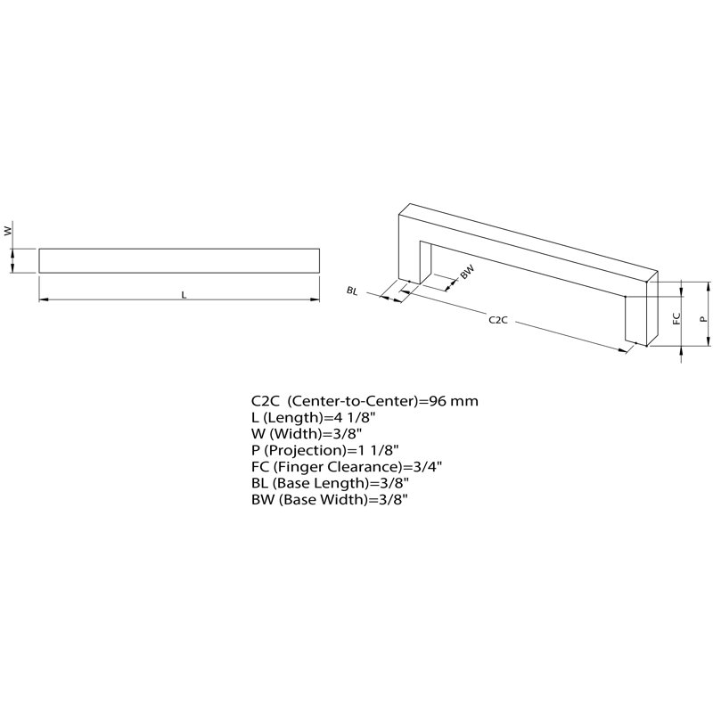 Polished Chrome 3" Contemporary Cabinet Bar Pull