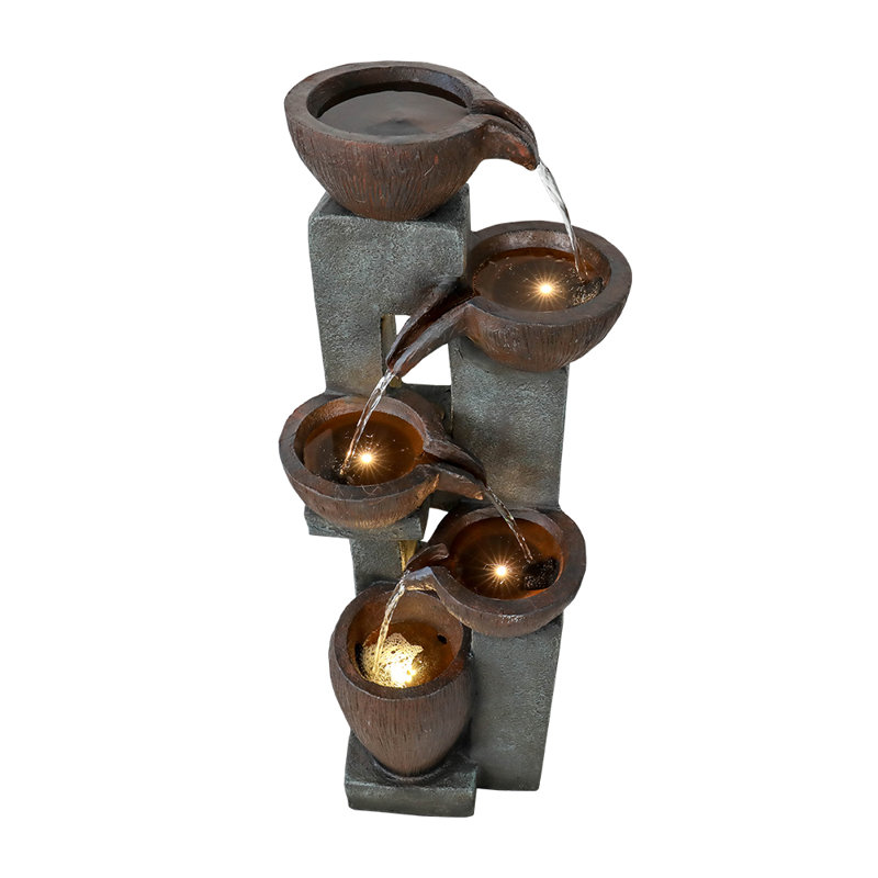 Daemien Weather Resistant Cascade Fountain with Light