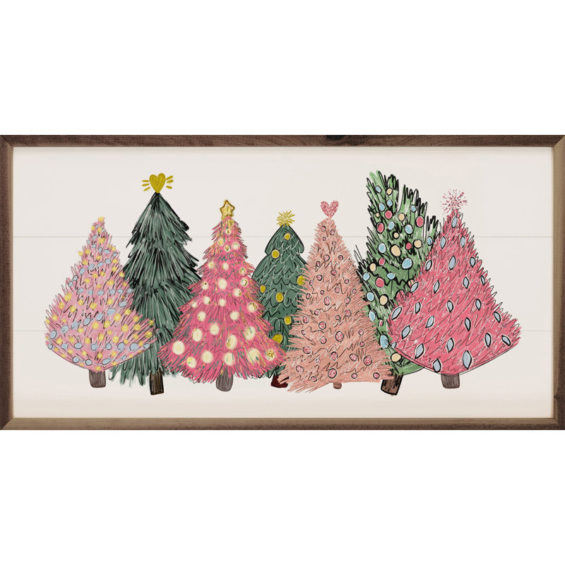 Arbres de Noël roses et verts, L 24 po x H 12 po