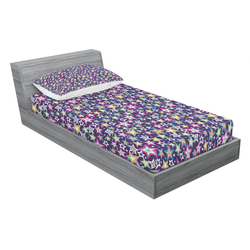 Microfiber Geometric Sheet Set, Twin Sheet Set with Fitted Sheet