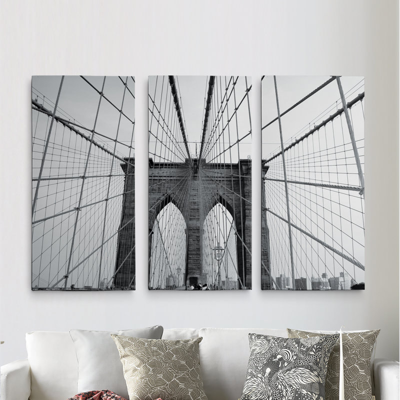 " Brooklyn Bridge " 3 - Pieces, 40" H x 60" W x 1.5" D