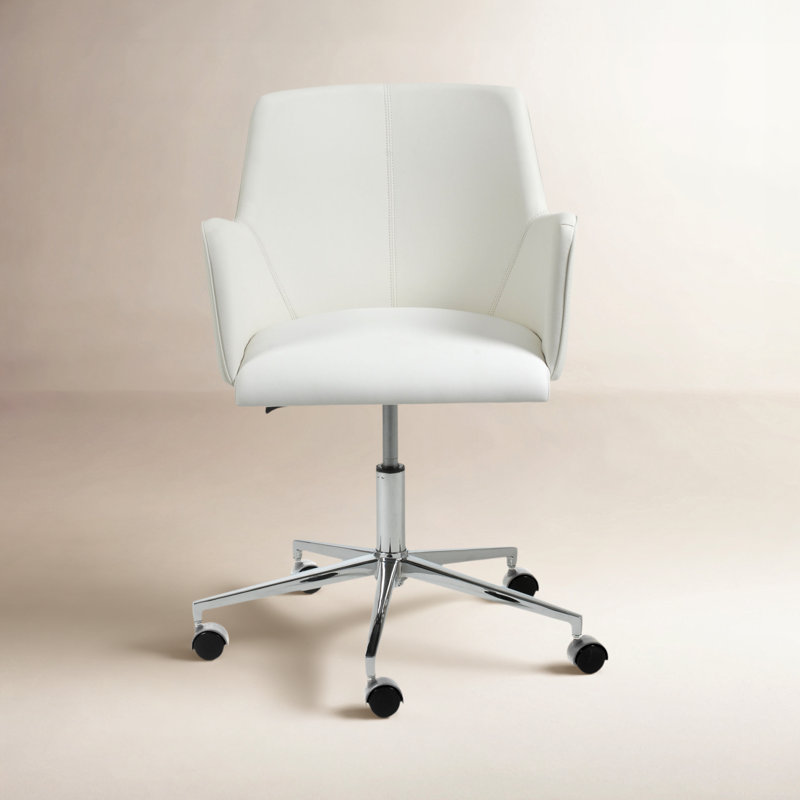 Azure Faux Leather Swivel Task Chair, White Faux Leather