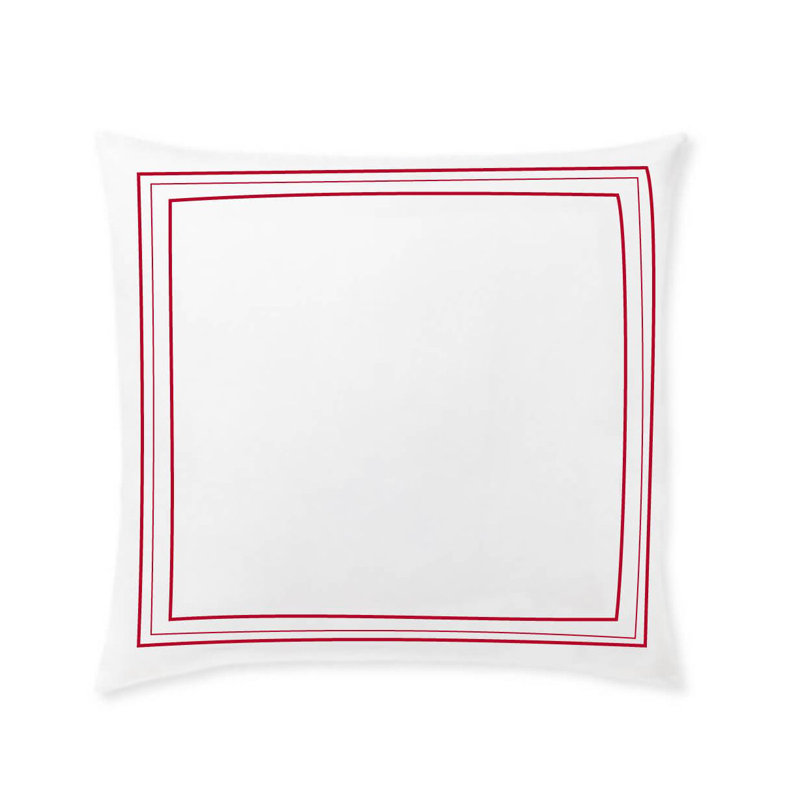 400TC Cotton Classic Embroidery Sateen Solid Euro Sham, 22"H x 22"W, White/Burgundy