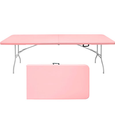 Table pliante rose de 2,4 m pour pique-niques - Camping, fêtes, portable, haute capacité de charge, imperméable, idéale pour les pique-niques.