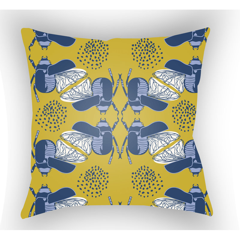 Doodle Square Throw Pillow, 18" H x 18" W x 4" D, Yellow