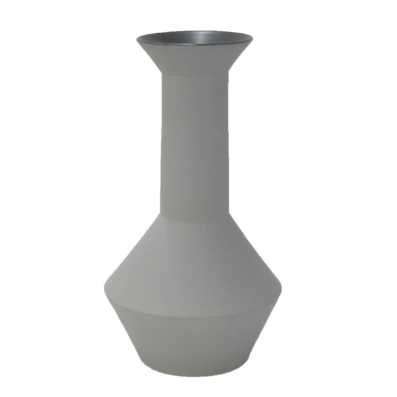 Vase décoratif à fleurs, forme géométrique à col étroit en céramique blanche 14 pouces