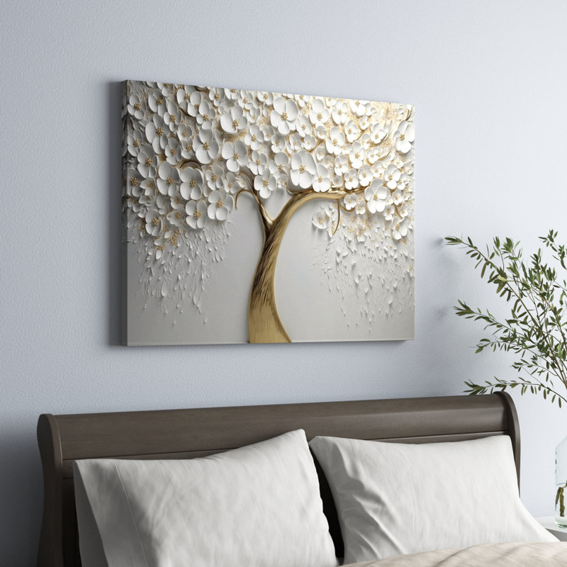 White Orchid Tree Garden Of Branches V - Tree Floral Wall Art Print - Not Textured, 24" H x 32" W, Wrapped Canvas, No Frame