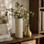 Ensemble de 3 vases de plancher en métal blanc et or avec plateau amovible Steampunk-136385234