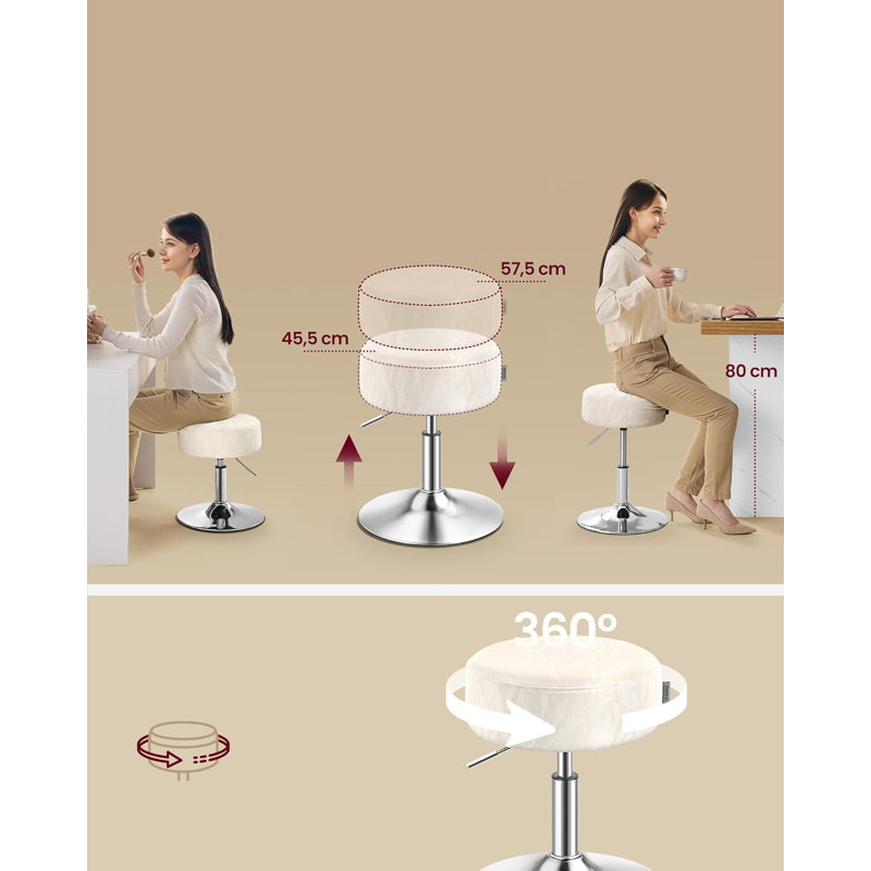Upholstered Adjustable Height Counter Stool with Metal Frame