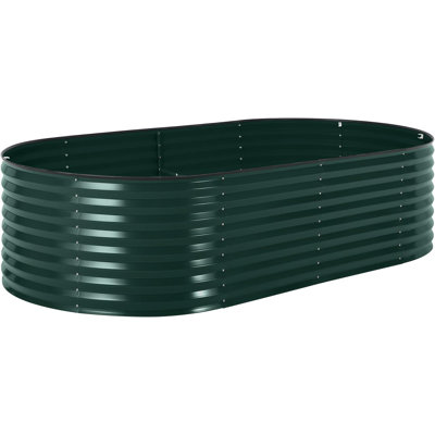 Upgraded Oval Galzenized Raised Garden Bed Kit with Legs & Storage Rack, Thick Reinforced Steel Outdoor Planter Box for Vegetables, Herbs & Flowers, Easy Tool-Free Assembly
