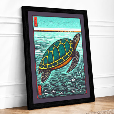 Turtle In Open Water Japandi - Print