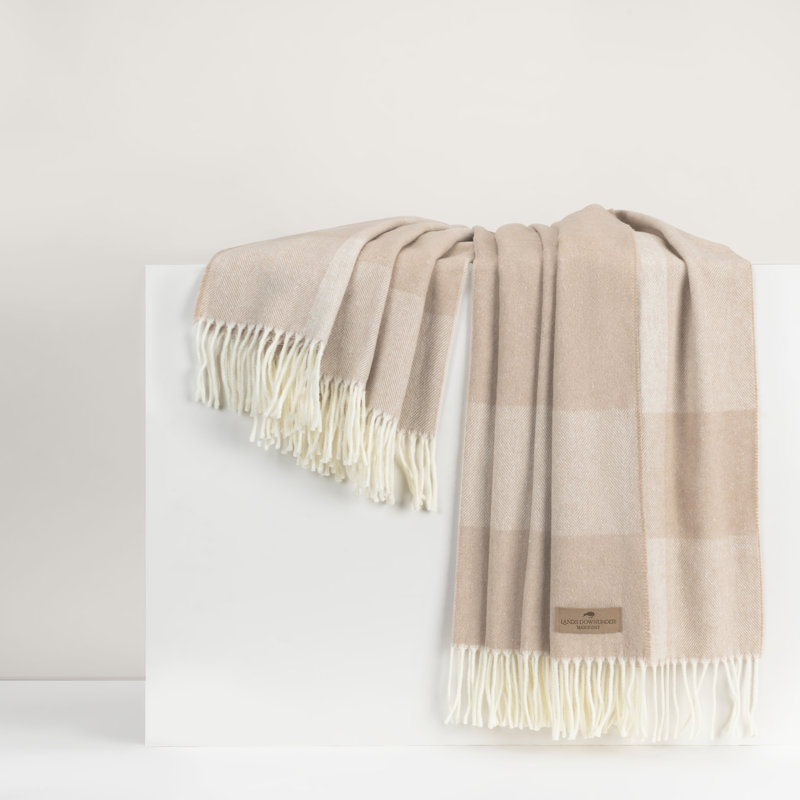 Hampton Plaid Herringbone Throw, Dune