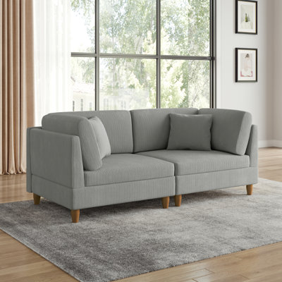 Seemab 80.4" W Upholstered Corduroy Standard Loveseat with Solid Wood Legs