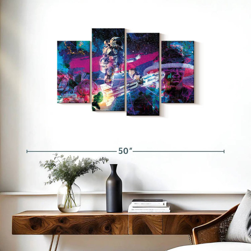 Oberle Astronaut And Peonies, 22" H x 36" W